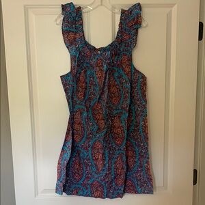 J. Crew Vibrant Paisley Ruffle Sundress / Coverup
